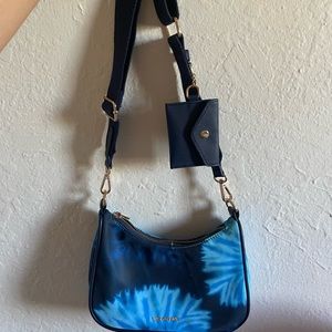 Blue tie dye adjustable cross body bag